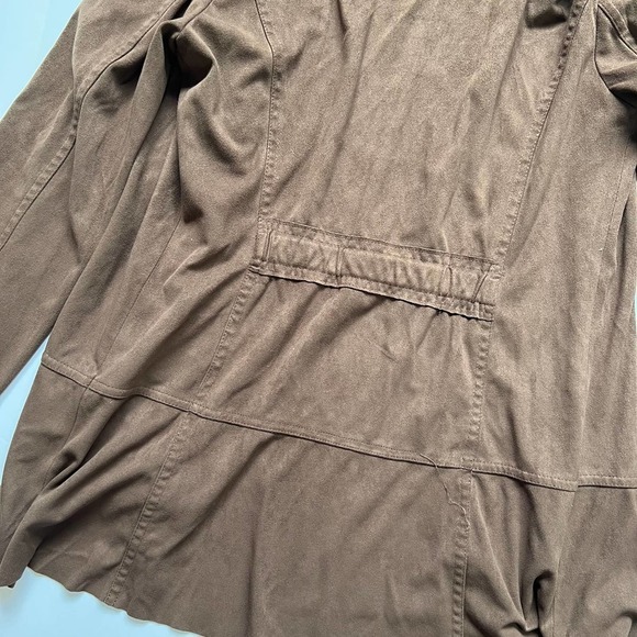 brown open front‎ cardigan faux suede long sleeve Size S/M Simply Noelle - Picture 6 of 12